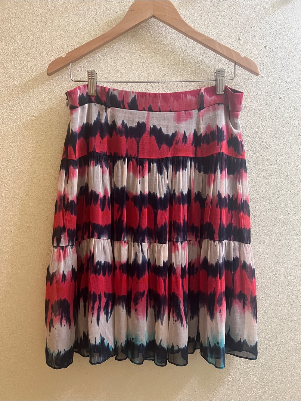 Milly Red, Navy, Ivory Tiered  Skirt